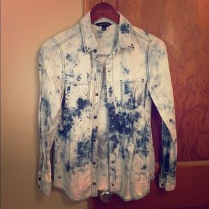 Distressed jean shirt